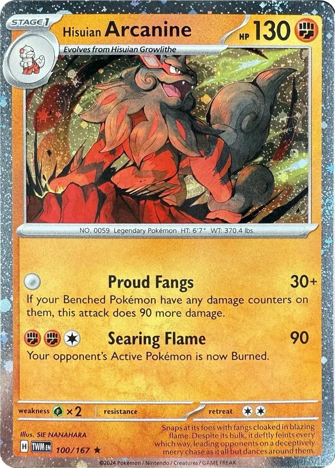 Hisuian Arcanine (100/167) (Cosmos Holo) [Scarlet & Violet: Twilight Masquerade] | GnG Games