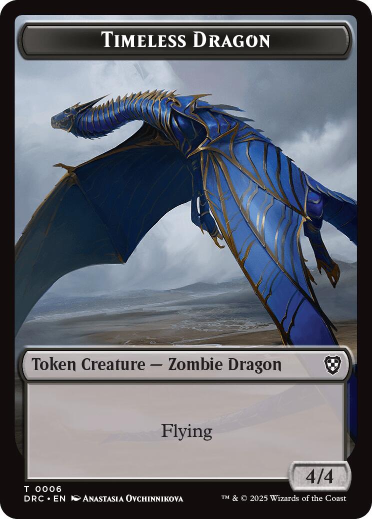 Timeless Dragon // Zombie (0007) Double-Sided Token [Aetherdrift Tokens] | GnG Games
