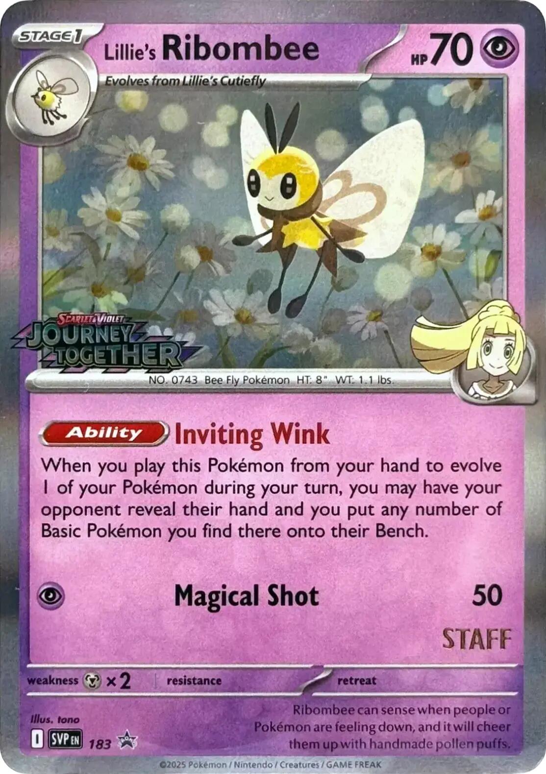Lillie's Ribombee (183) (Prerelease Staff) [Scarlet & Violet: Black Star Promos] | GnG Games