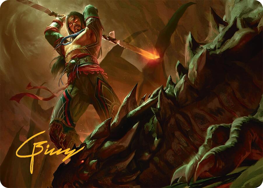 Sarkhan's Resolve Art Card (18/54) (Gold-Stamped Signature) [Tarkir: Dragonstorm Art Series] | GnG Games