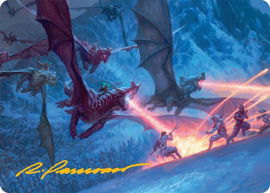 Dragonback Assault Art Card (22/54) (Gold-Stamped Signature) [Tarkir: Dragonstorm Art Series] | GnG Games