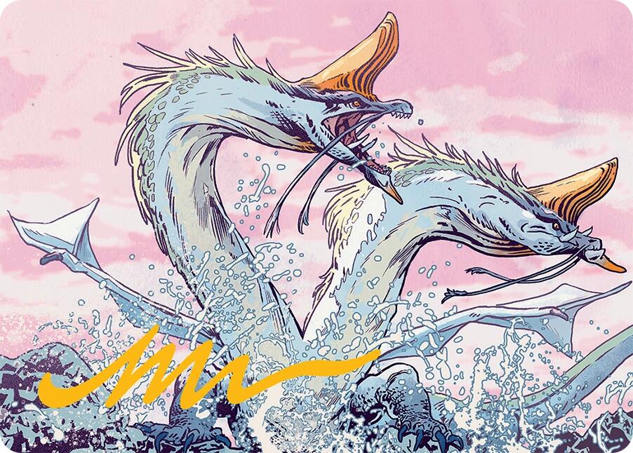 Twinmaw Stormbrood Art Card (39/54) (Gold-Stamped Signature) [Tarkir: Dragonstorm Art Series] | GnG Games