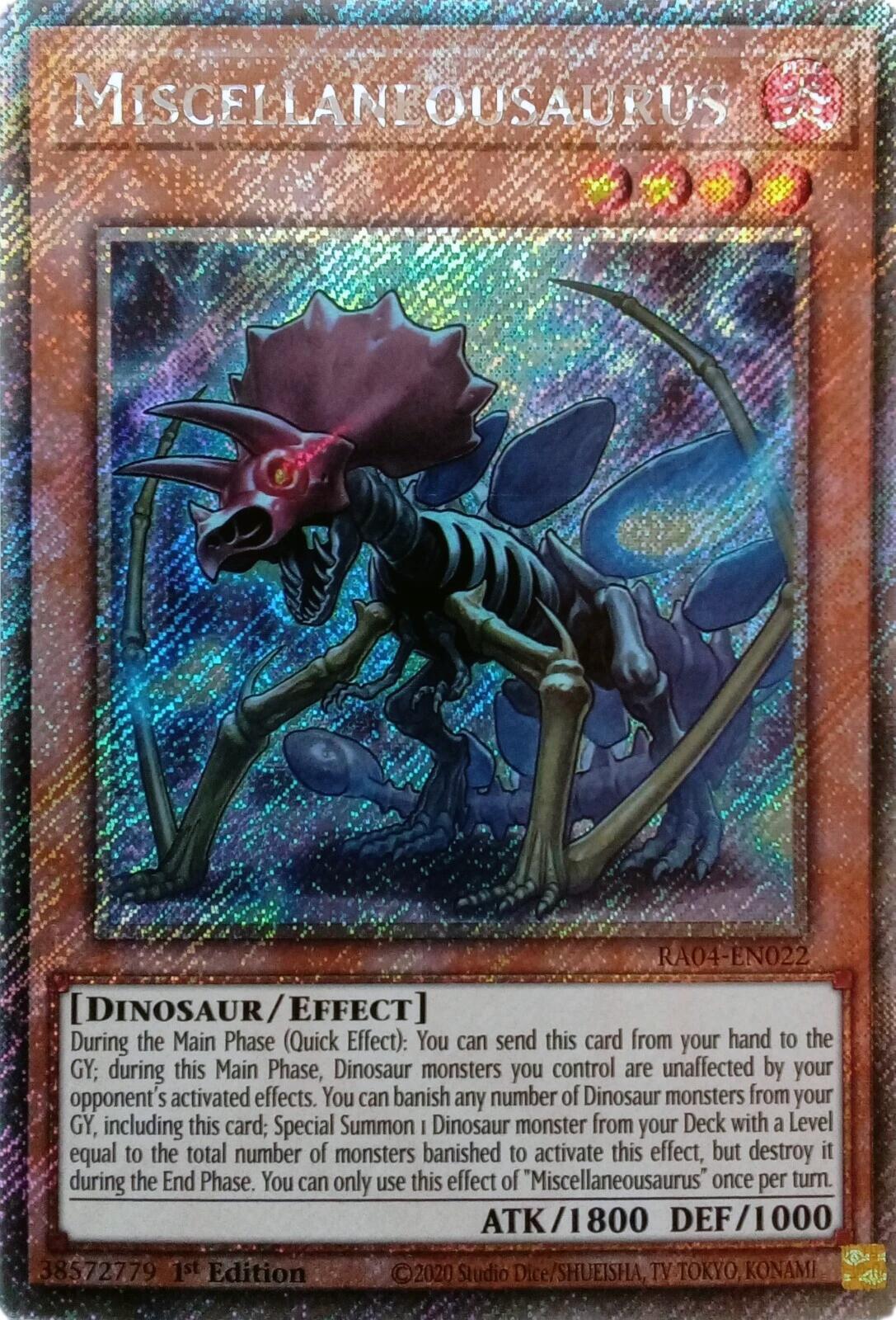 Miscellaneousaurus [RA04-EN022] Platinum Secret Rare | GnG Games