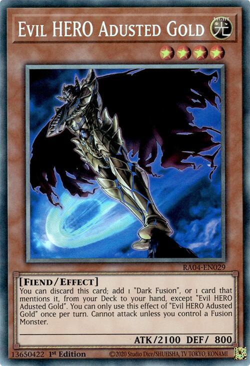 Evil HERO Adusted Gold [RA04-EN029] Prismatic Collector's Rare | GnG Games