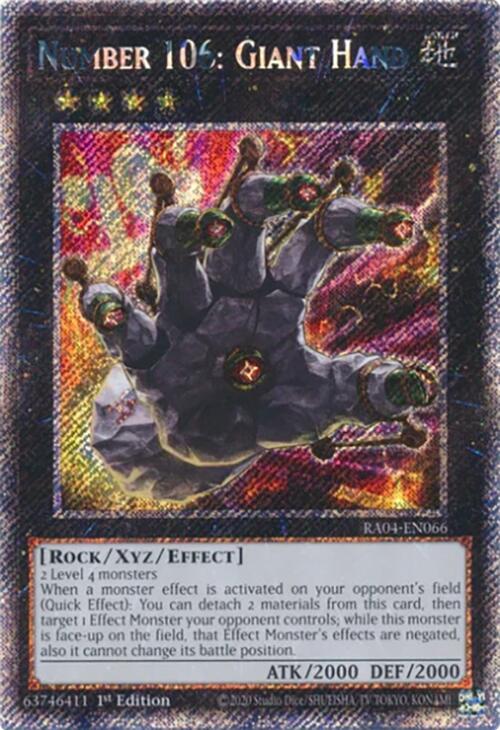 Number 106: Giant Hand [RA04-EN066] Platinum Secret Rare | GnG Games