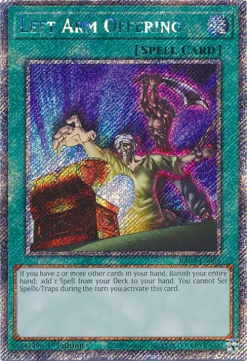 Left Arm Offering [RA04-EN086] Platinum Secret Rare | GnG Games