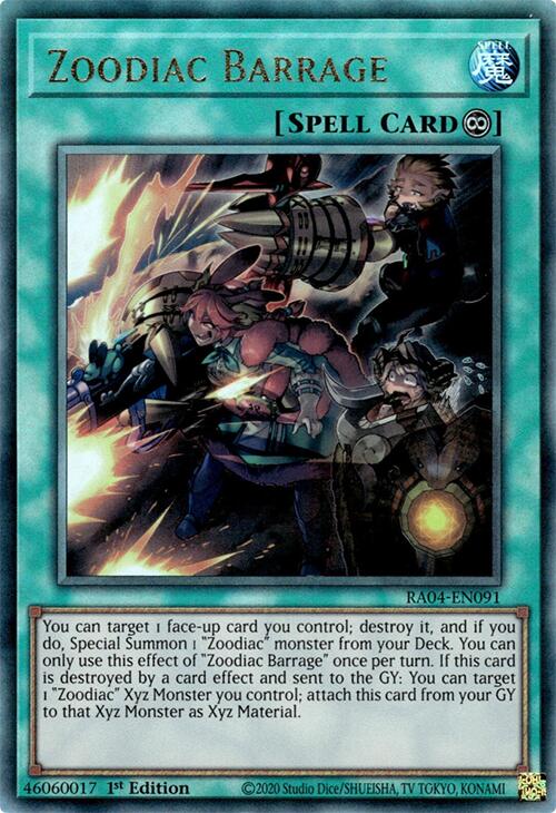 Zoodiac Barrage [RA04-EN091] Prismatic Ultimate Rare | GnG Games