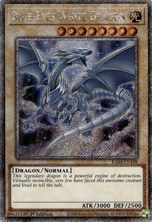 Blue-Eyes White Dragon (8th Art) [RA04-EN108] Platinum Secret Rare | GnG Games