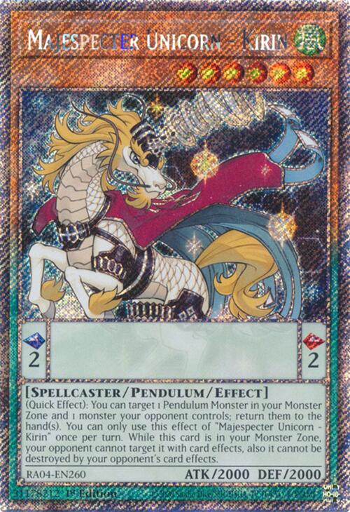 Majespecter Unicorn - Kirin [RA04-EN260] Platinum Secret Rare | GnG Games