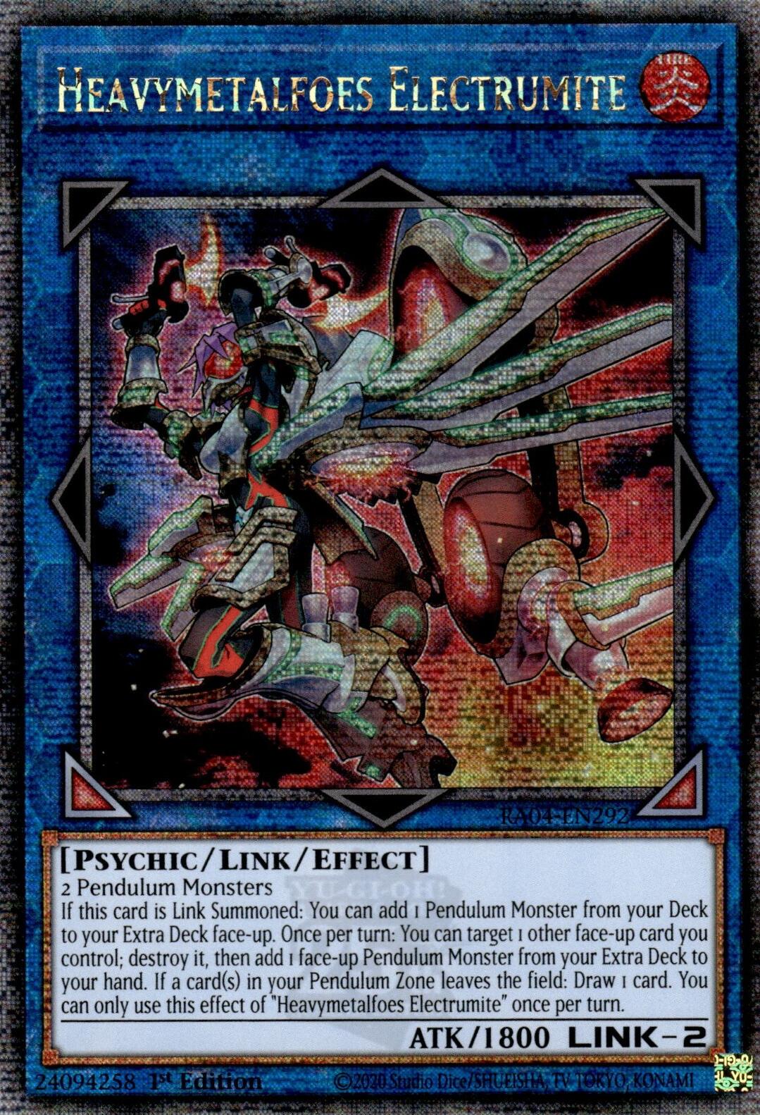 Heavymetalfoes Electrumite [RA04-EN292] Quarter Century Secret Rare | GnG Games