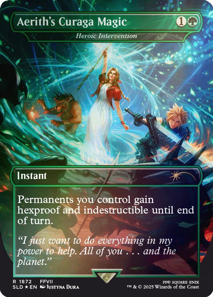 Aerith's Curaga Magic - Heroic Intervention (Rainbow Foil) [Secret Lair Drop Series] | GnG Games