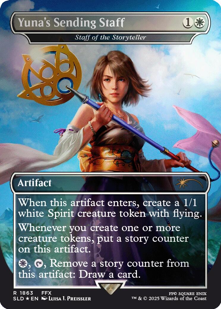 Yuna's Sending Staff - Staff of the Storyteller (Rainbow Foil) [Secret Lair Drop Series] | GnG Games