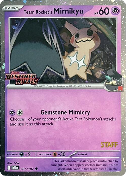 Team Rocket's Mimikyu (087/182) (Prerelease Staff) [Scarlet & Violet: Destined Rivals] | GnG Games