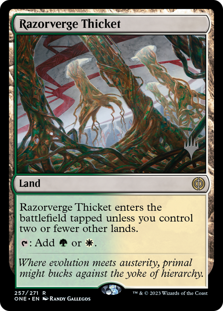 Razorverge Thicket (Promo Pack) [Phyrexia: All Will Be One Promos] | GnG Games
