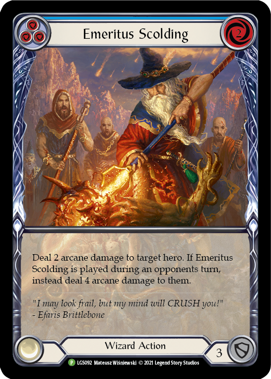 Emeritus Scolding (Blue Extended Art) [LGS092] (Promo)  Rainbow Foil | GnG Games