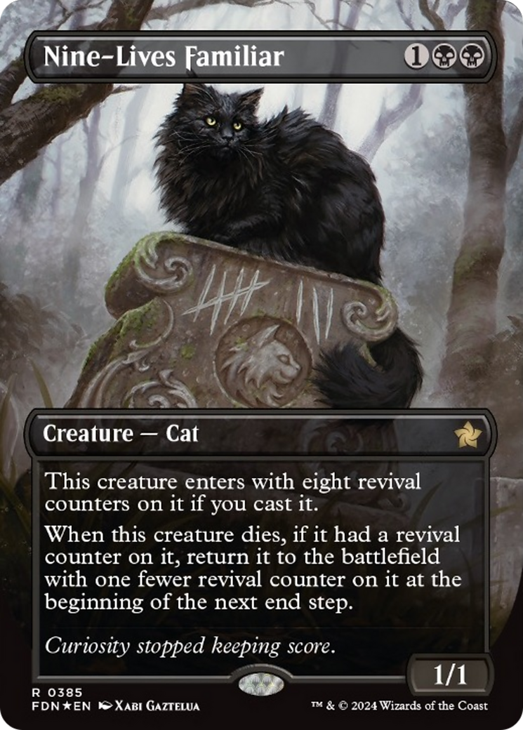 Nine-Lives Familiar (Borderless Mana Foil) [Foundations] | GnG Games