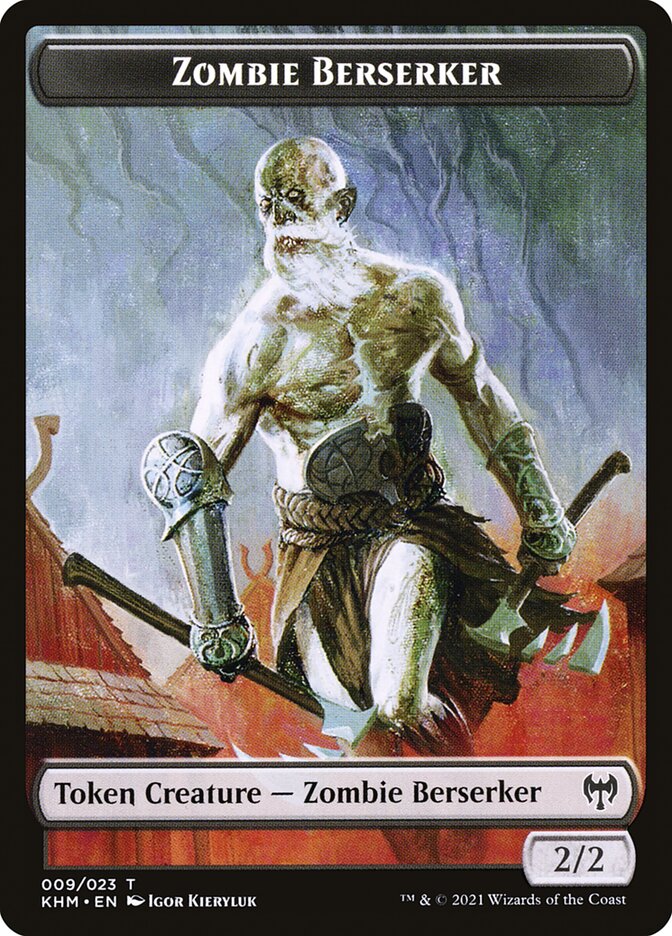Human Warrior // Zombie Berserker Double-Sided Token [Kaldheim Tokens] | GnG Games