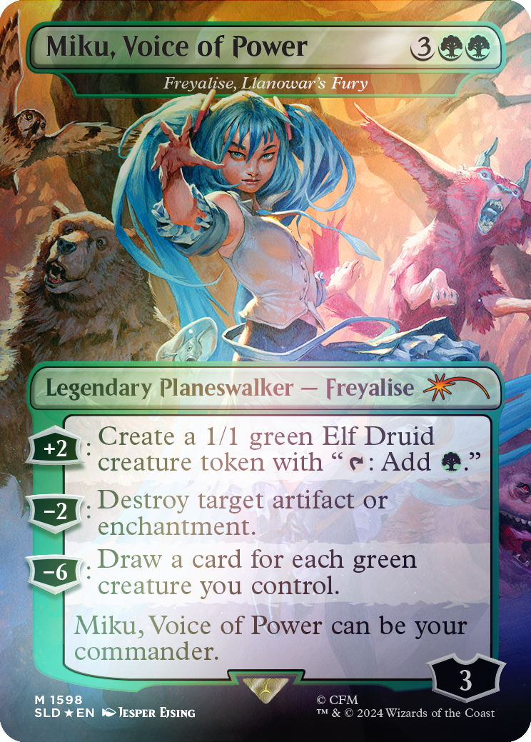 Miku, Voice of Power - Freyalise, Llanowar's Fury (Rainbow Foil) [Secret Lair Drop Series] | GnG Games