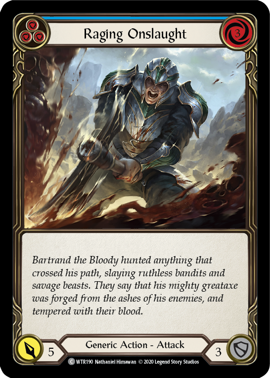 Raging Onslaught (Blue) [U-WTR190] (Welcome to Rathe Unlimited)  Unlimited Rainbow Foil | GnG Games