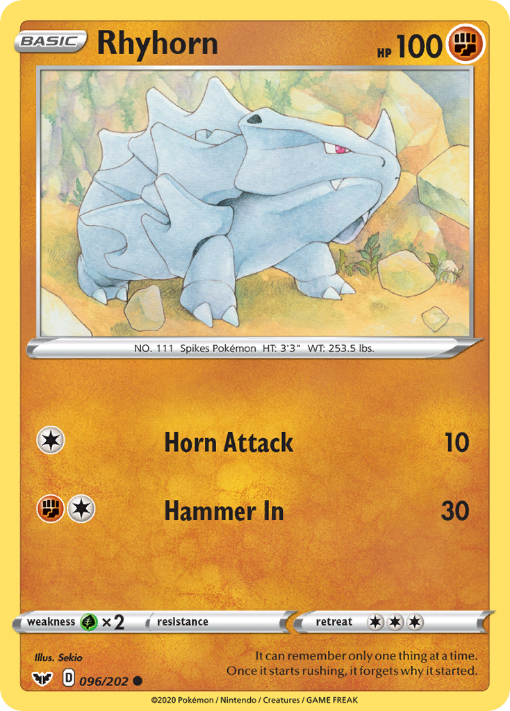 Rhyhorn (096/202) [Sword & Shield: Base Set] | GnG Games