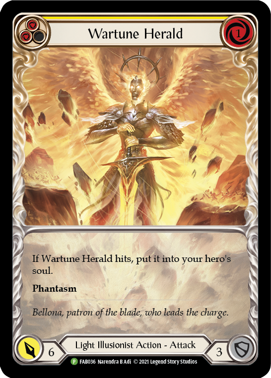 Wartune Herald (Yellow Extended Art) [FAB036] (Promo)  Rainbow Foil | GnG Games