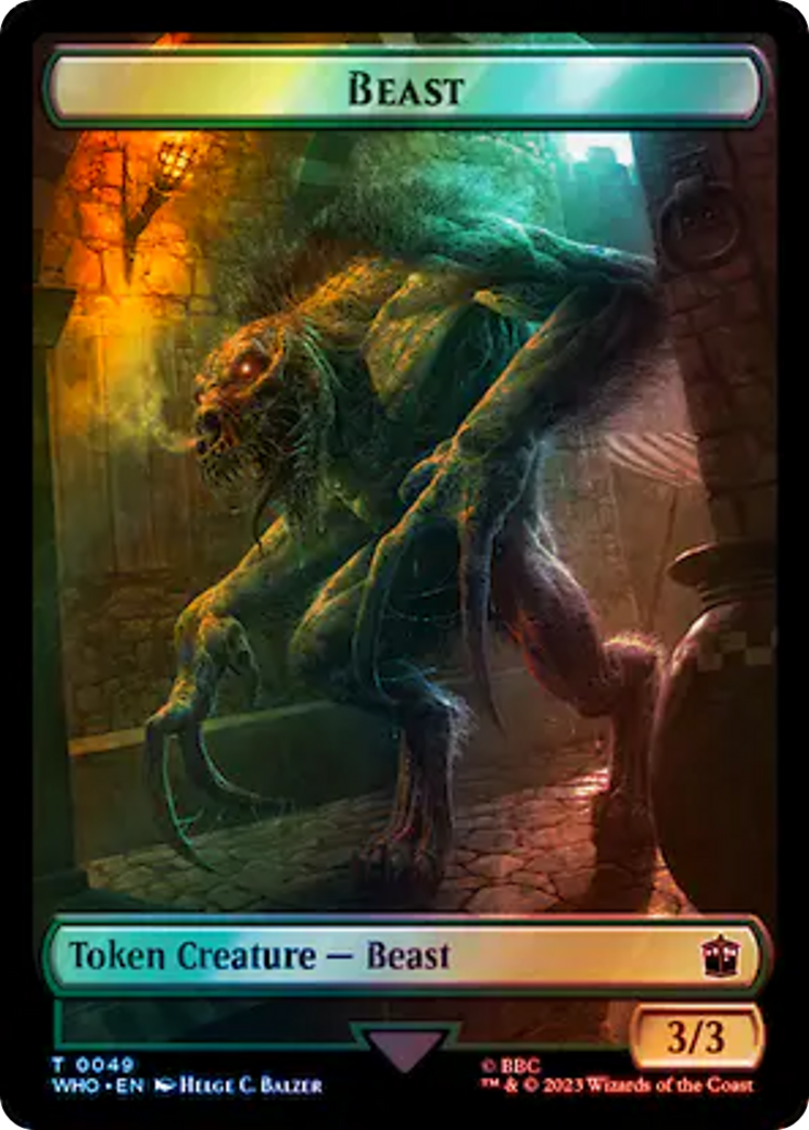 Soldier // Beast Double-Sided Token (Surge Foil) [Doctor Who Tokens] | GnG Games