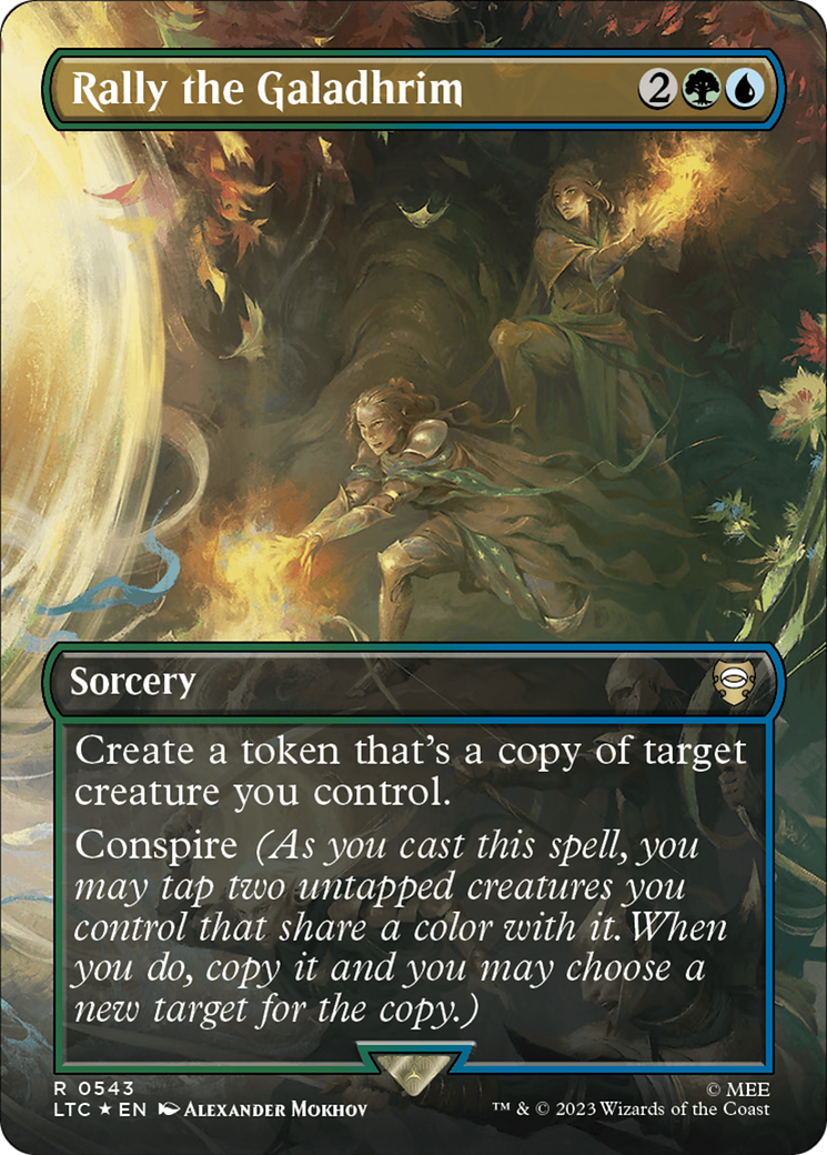 Rally the Galadhrim (Borderless) (Surge Foil) [The Lord of the Rings: Tales of Middle-Earth Commander] | GnG Games