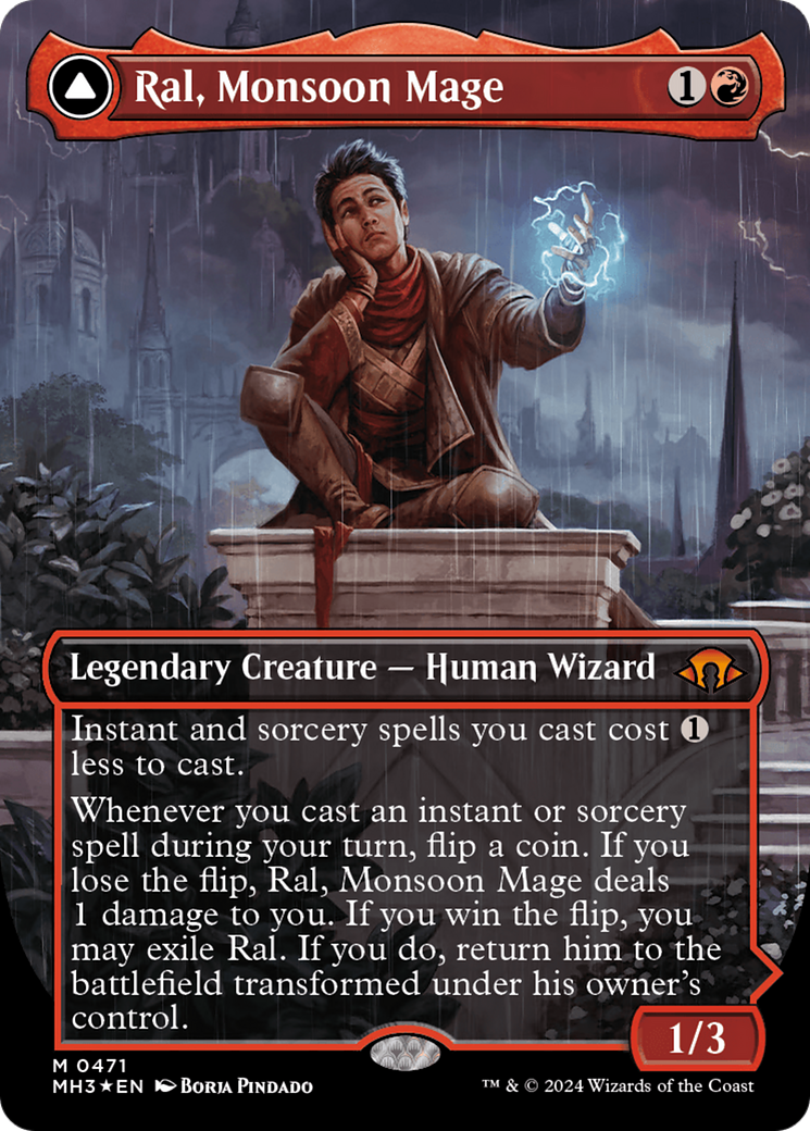 Ral, Monsoon Mage // Ral, Leyline Prodigy (Borderless) (Textured Foil) [Modern Horizons 3] | GnG Games