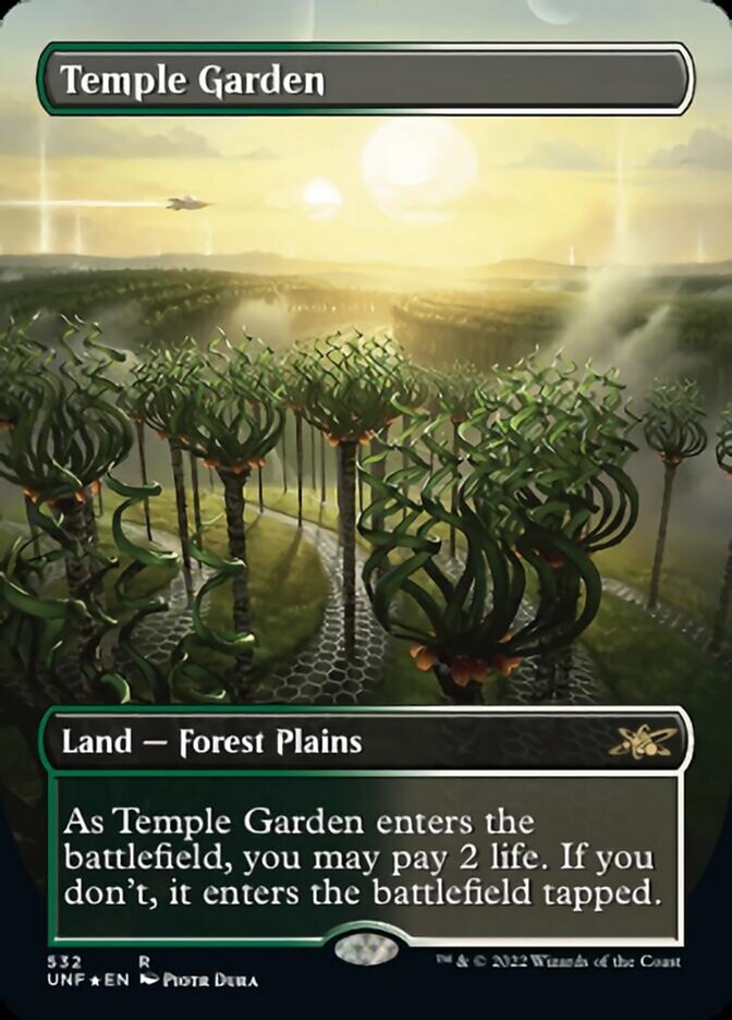 Temple Garden (Borderless) (Galaxy Foil) [Unfinity] | GnG Games