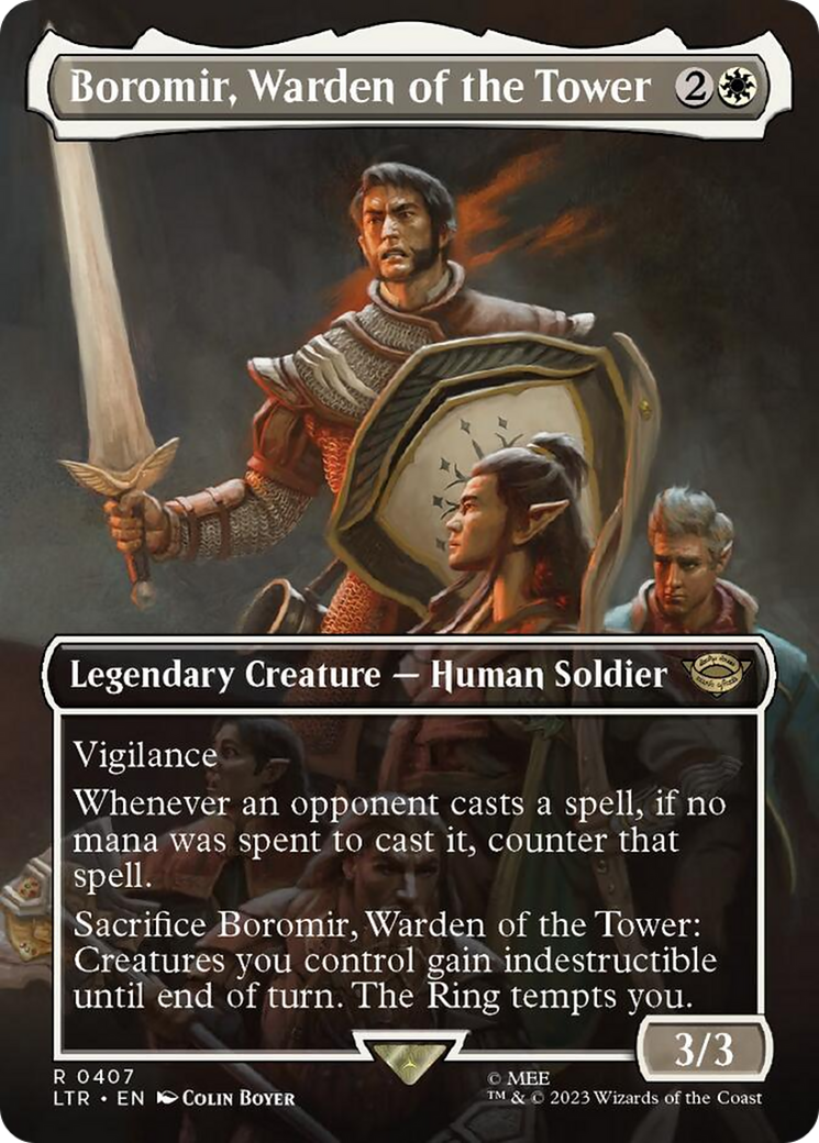 Boromir, Warden of the Tower (Borderless Alternate Art) [The Lord of the Rings: Tales of Middle-Earth] | GnG Games