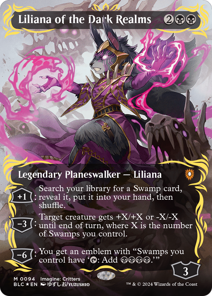 Liliana of the Dark Realms (Borderless) (Raised Foil) [Bloomburrow Commander] | GnG Games