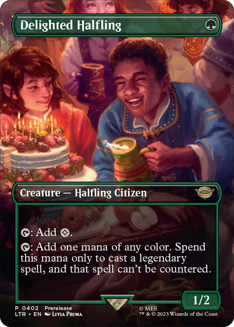 Delighted Halfling (Borderless Alternate Art) [The Lord of the Rings: Tales of Middle-Earth] | GnG Games