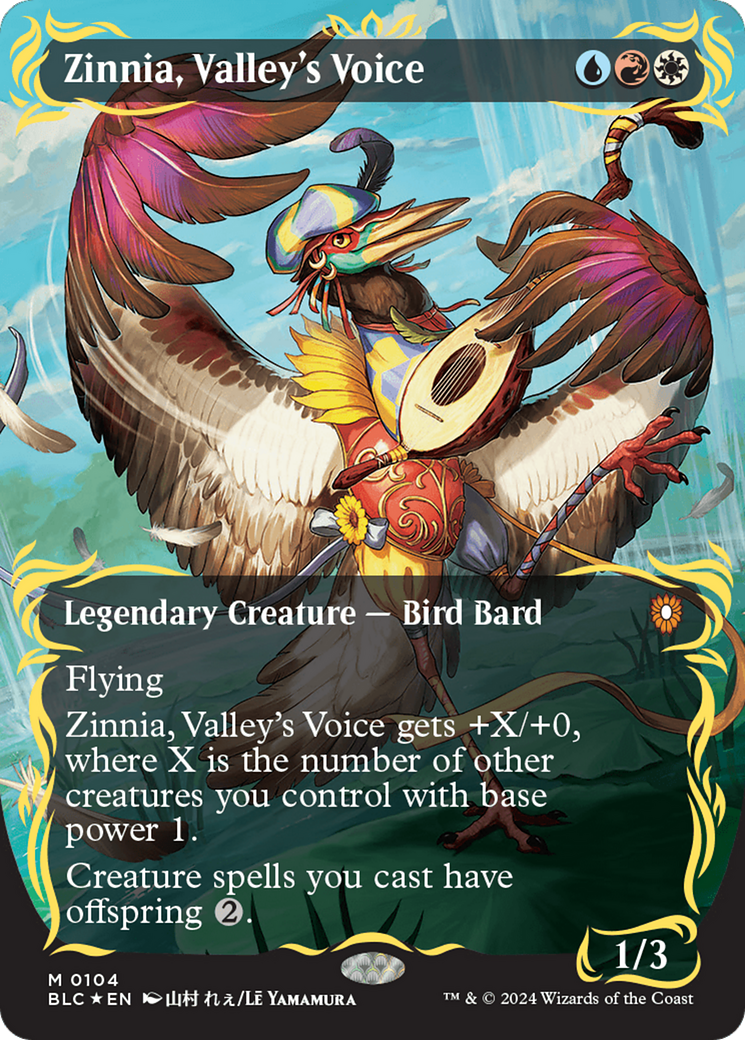 Zinnia, Valley's Voice (Borderless) (Raised Foil) [Bloomburrow Commander] | GnG Games