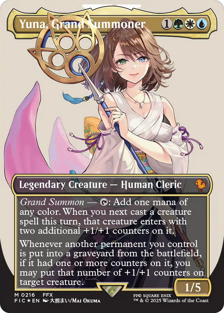 Yuna, Grand Summoner (Borderless) (Surge Foil) [FINAL FANTASY Commander] | GnG Games