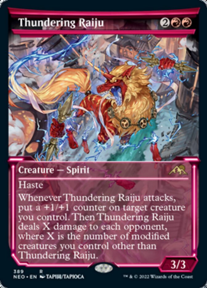 Thundering Raiju (Showcase Soft Glow) [Kamigawa: Neon Dynasty] | GnG Games