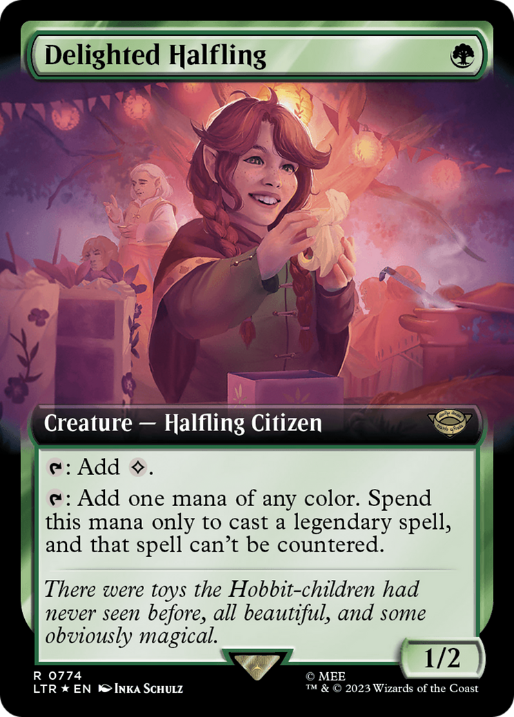 Delighted Halfling (Extended Art) (Surge Foil) [The Lord of the Rings: Tales of Middle-Earth] | GnG Games