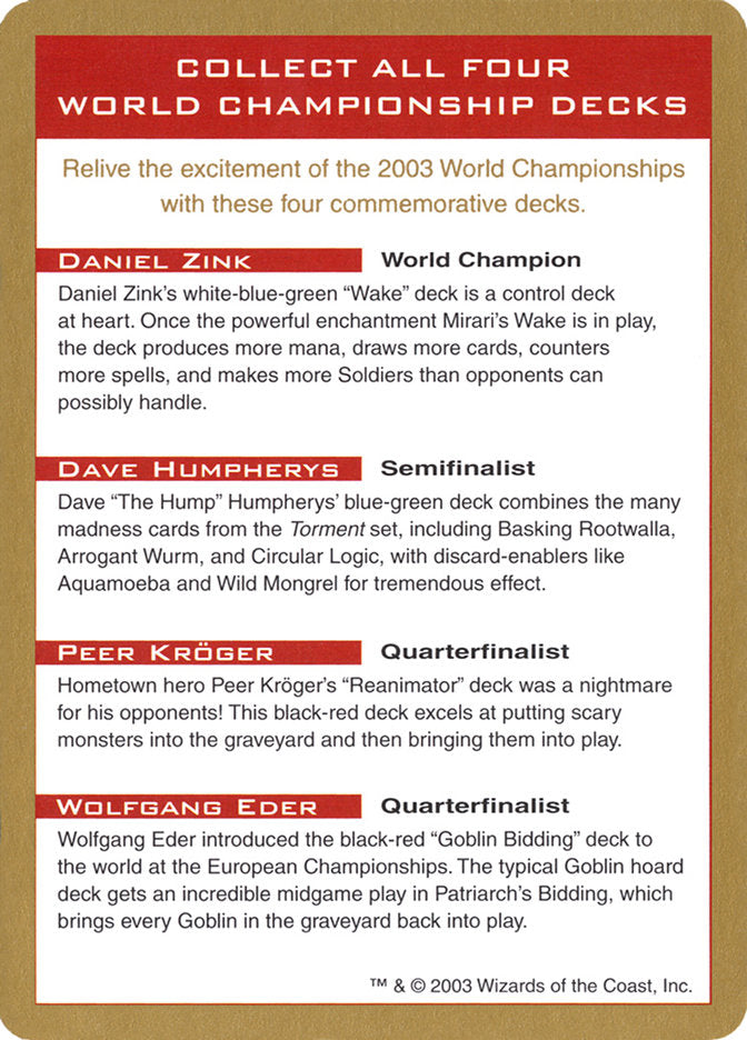 2003 World Championships Ad [World Championship Decks 2003] | GnG Games