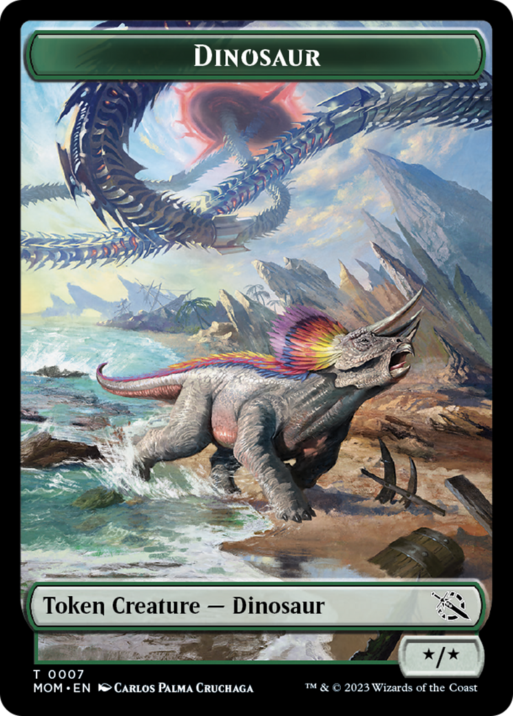 Warrior // Dinosaur Double-Sided Token [March of the Machine Tokens] | GnG Games