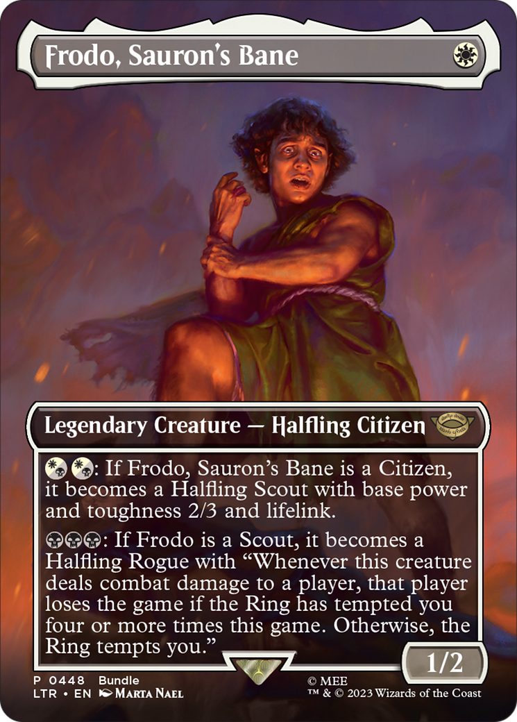 Frodo, Sauron's Bane (Borderless Alternate Art) [The Lord of the Rings: Tales of Middle-Earth] | GnG Games