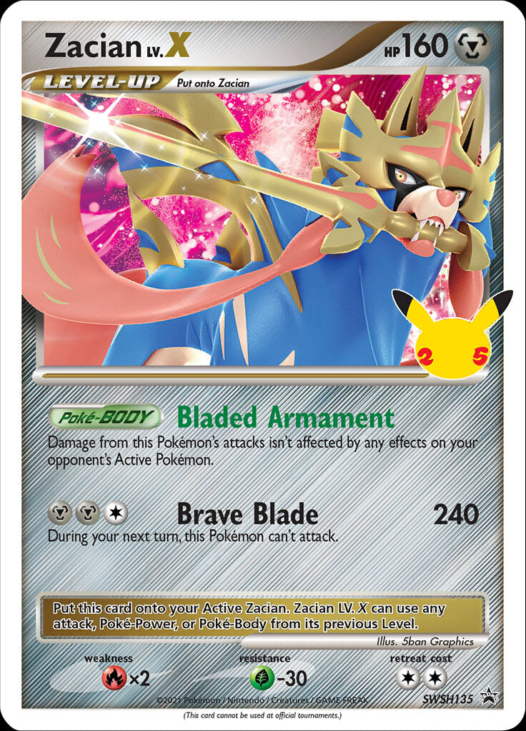 Zacian LV.X (SWSH135) (Celebrations) [Sword & Shield: Black Star Promos] | GnG Games