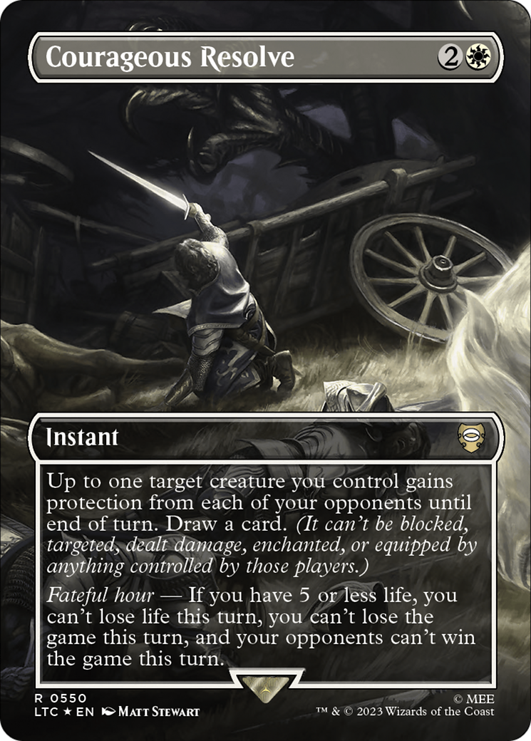 Courageous Resolve (Borderless) (Surge Foil) [The Lord of the Rings: Tales of Middle-Earth Commander] | GnG Games
