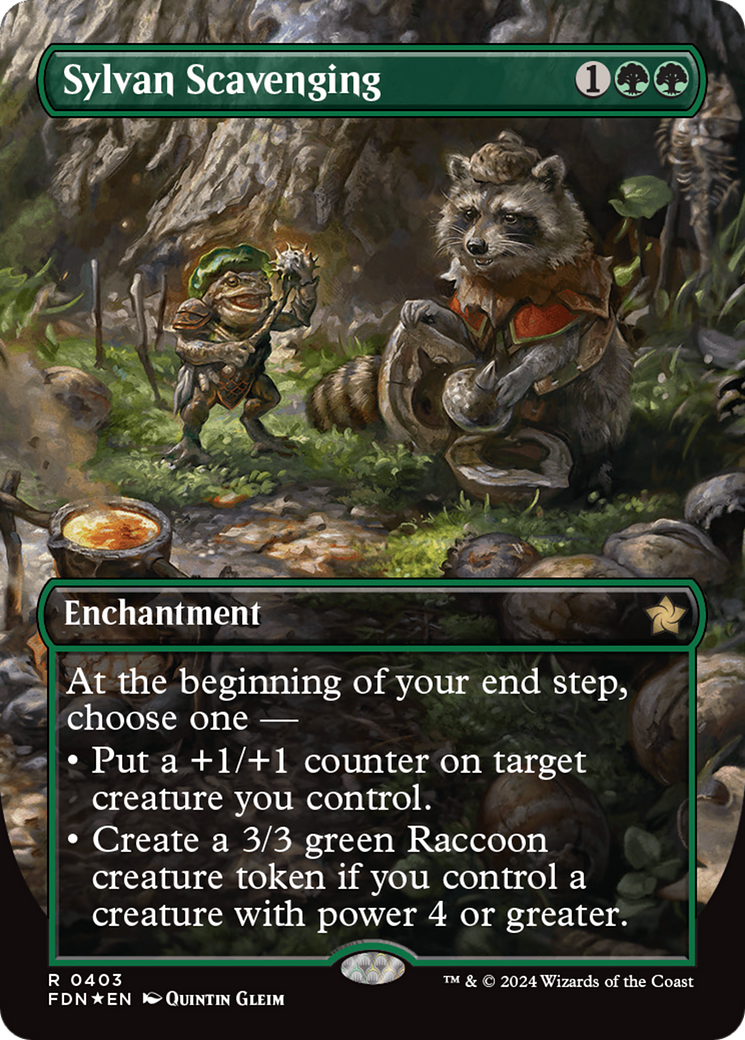 Sylvan Scavenging (Borderless) (Mana Foil) [Foundations] | GnG Games