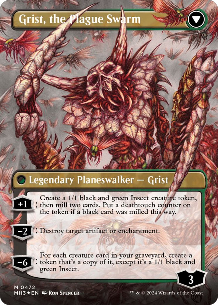 Grist, Voracious Larva // Grist, the Plague Swarm (Borderless) (Textured Foil) [Modern Horizons 3] | GnG Games