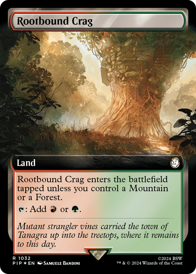 Rootbound Crag (Extended Art) (Surge Foil) [Fallout] | GnG Games
