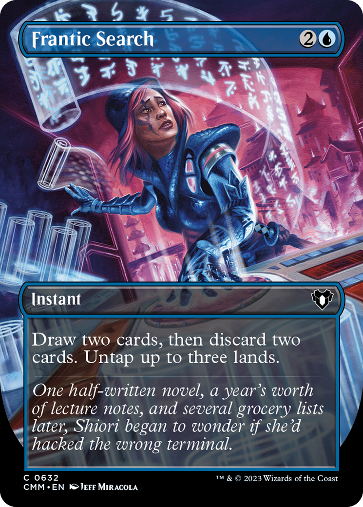 Frantic Search (Borderless Alternate Art) [Commander Masters] | GnG Games