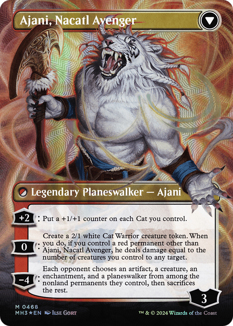 Ajani, Nacatl Pariah // Ajani, Nacatl Avenger (Borderless) (Textured Foil) [Modern Horizons 3] | GnG Games