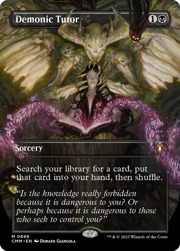 Demonic Tutor (Borderless Alternate Art) [Commander Masters] | GnG Games