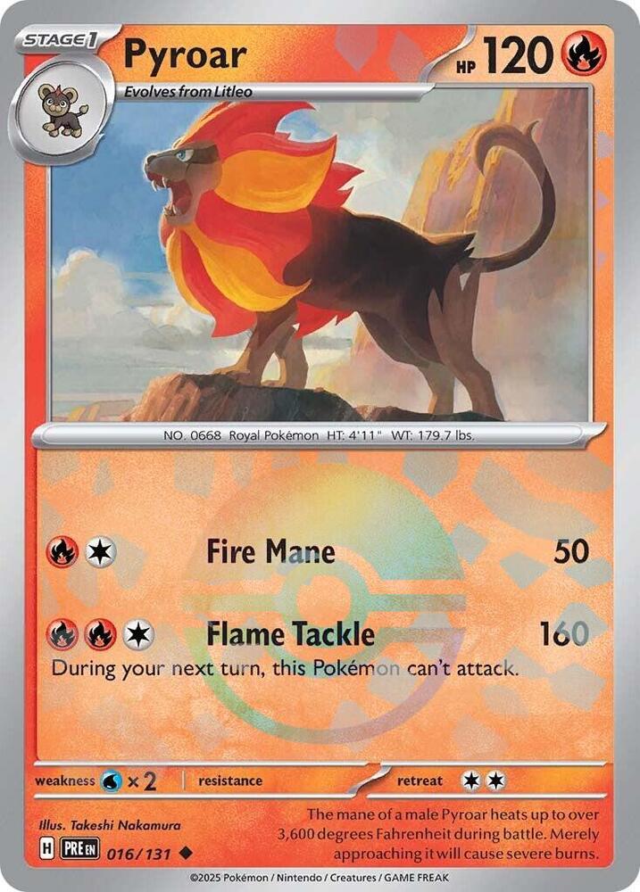 Pyroar (016/131) (Poke Ball Pattern) [Scarlet & Violet: Prismatic Evolutions] | GnG Games