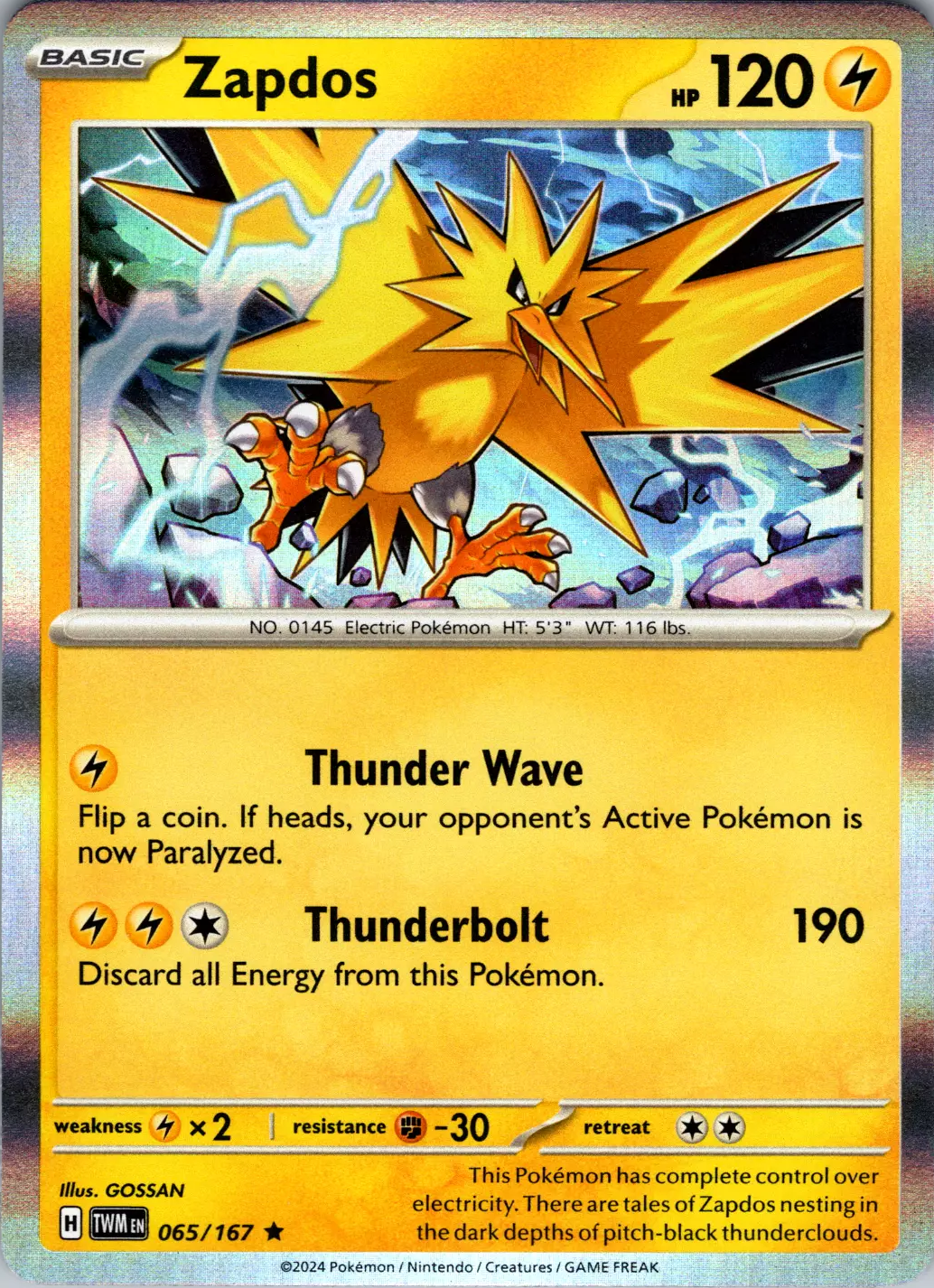 Zapdos (065/167) [Scarlet & Violet: Twilight Masquerade] | GnG Games