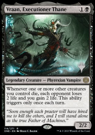 Vraan, Executioner Thane (Promo Pack) [Phyrexia: All Will Be One Promos] | GnG Games